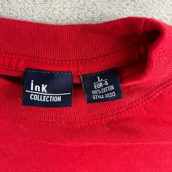 Ink Collection Shirt Male L Red Short Sleeve Paris Tour Eiffel France Cotton - Picture 4 of 6